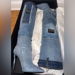 Dolce & Gabbana Denim Patchwork Boots